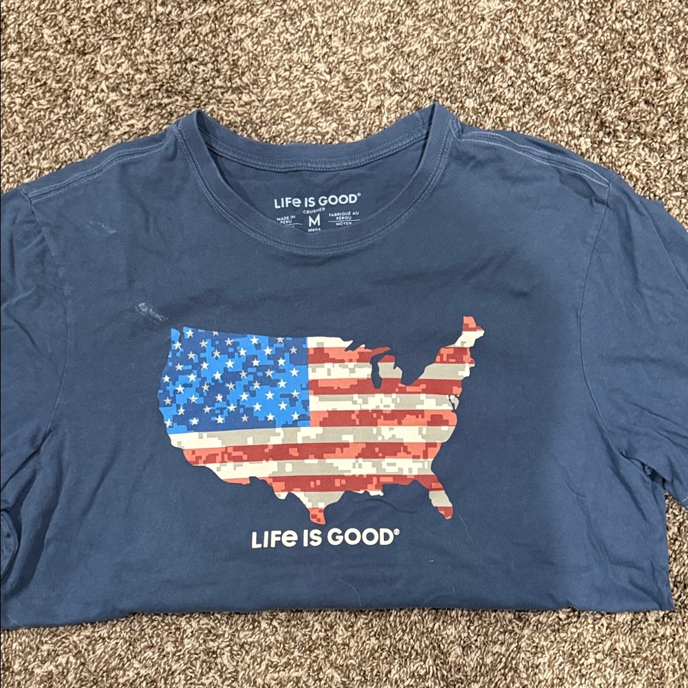 Life is Good Blue USA T-Shirt